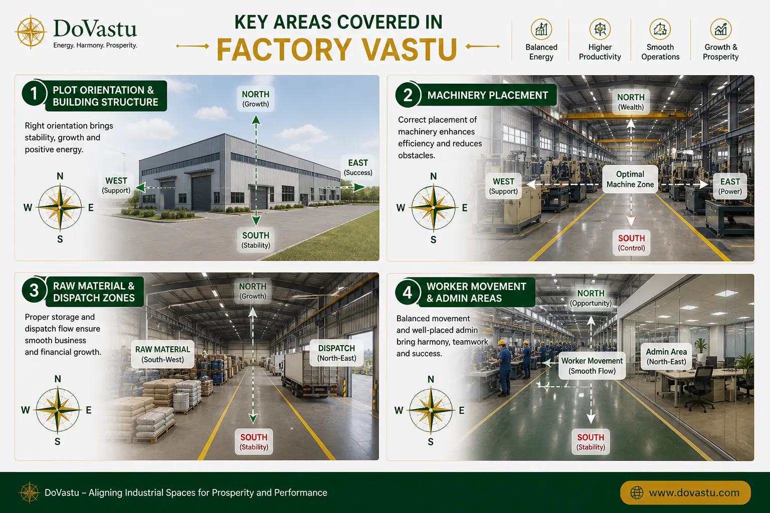 Factory Vastu infographic for prosperity
