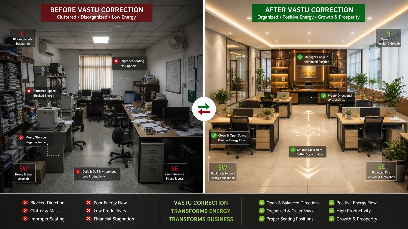 Office makeover with practical Vastu correction and business improvement