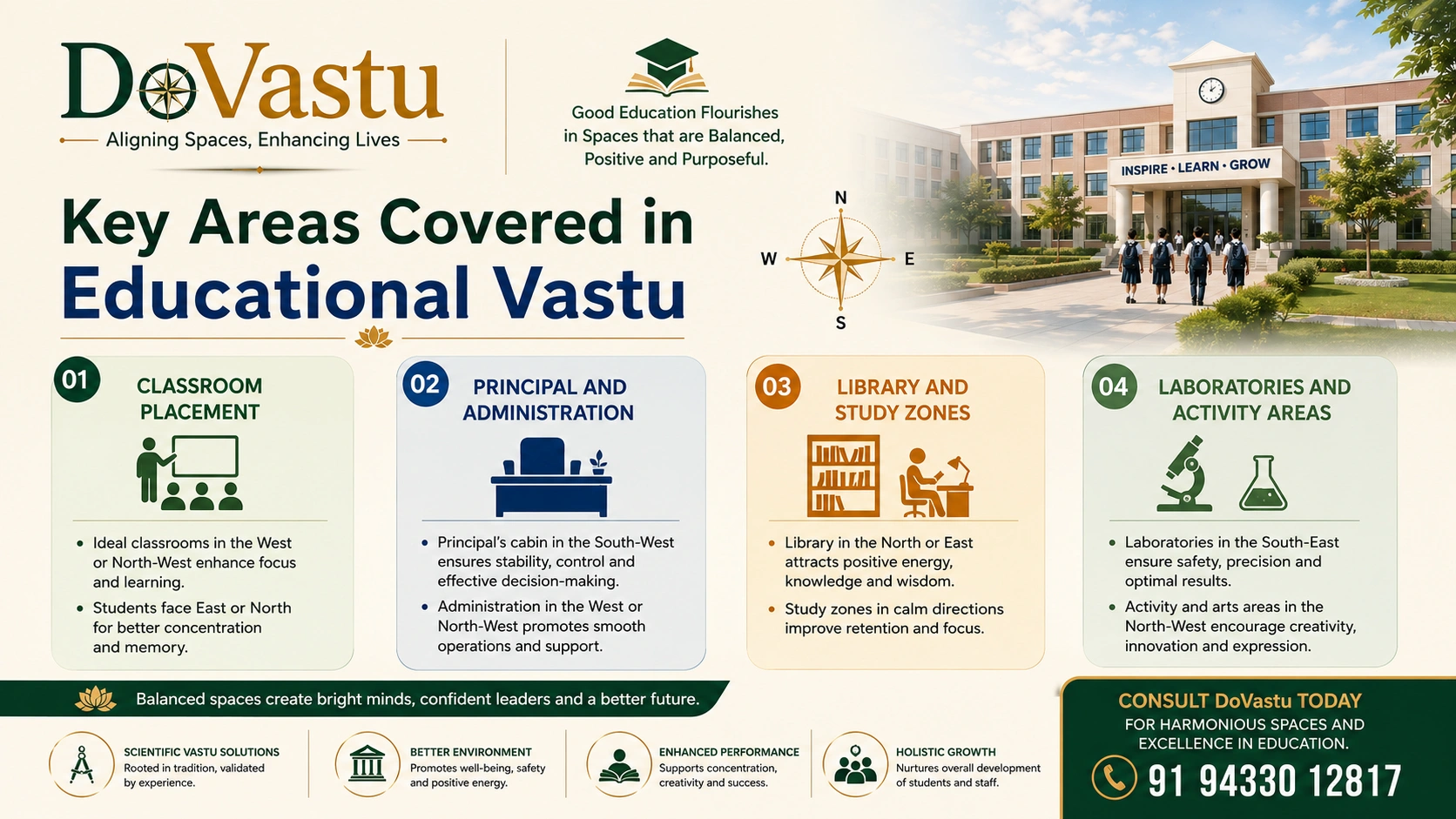 Vastu solutions for educational institutions with academic zoning and practical campus planning