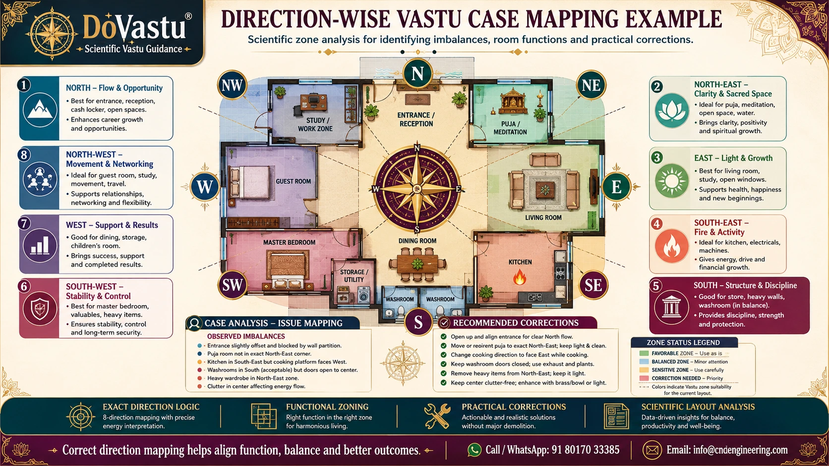 Direction-wise Vastu case mapping example